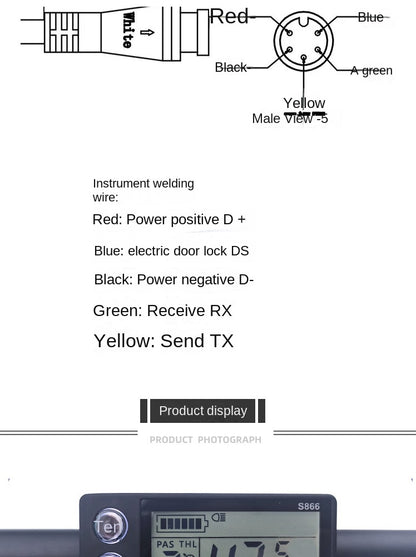 Mountain Bike Lithium Battery Modification Accessories LCD-S866 Electric Scooter Intelligent LCD Instrument Panel Waterproof