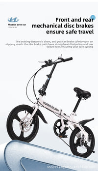 Bicicleta plegable de 12 a 20 pulgadas: minibicicleta urbana sin montar con frenos de disco 