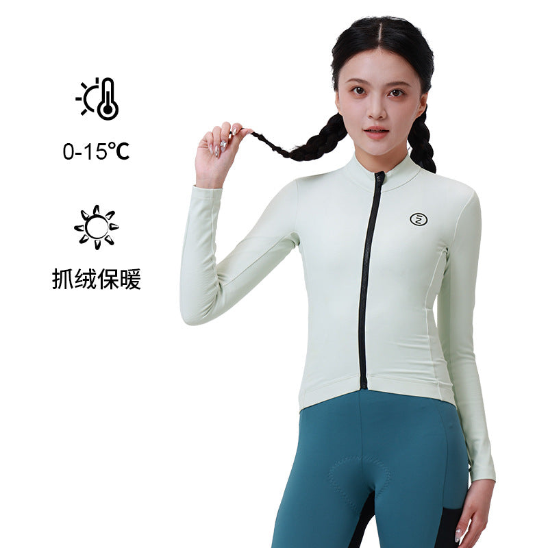 Traje de ciclismo térmico de invierno de polar para mujer, manga larga, chaqueta polar para bicicleta de carretera. 