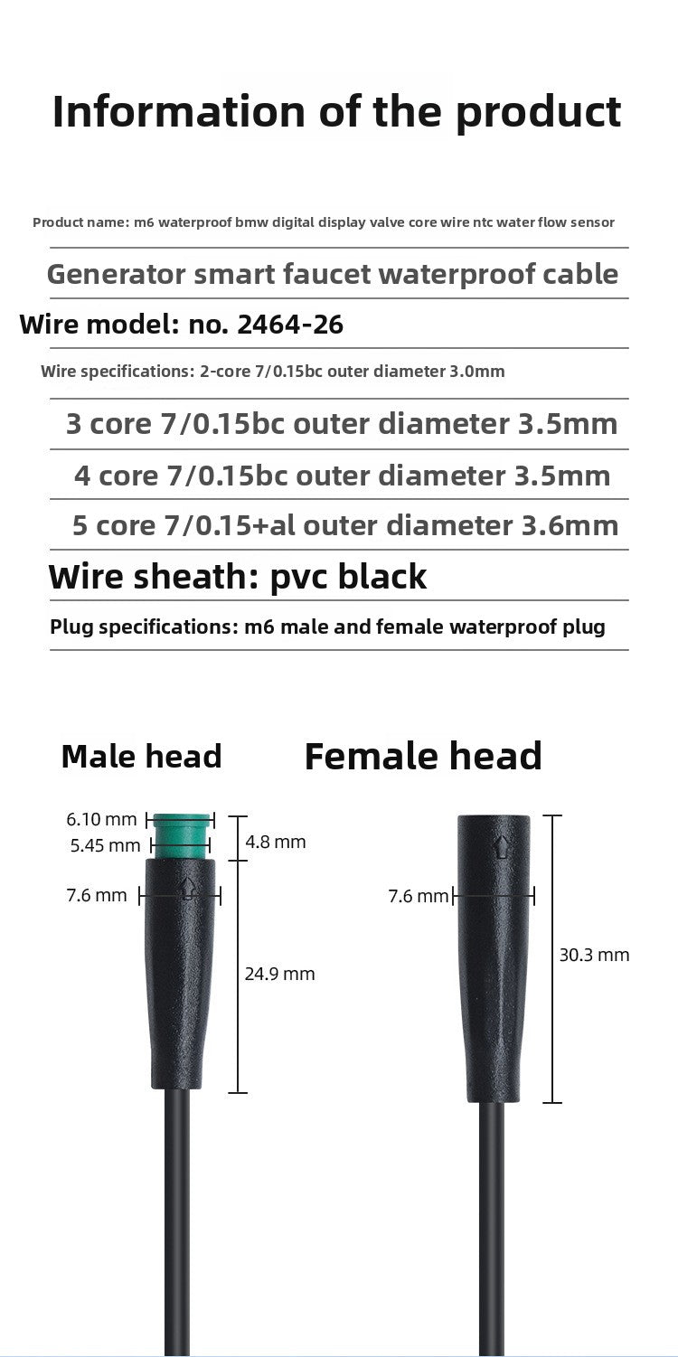 Conector micro impermeable M6 para bicicleta eléctrica, 2, 3, 4 y 5 pines, macho y hembra, cable de alimentación, enchufe rápido 