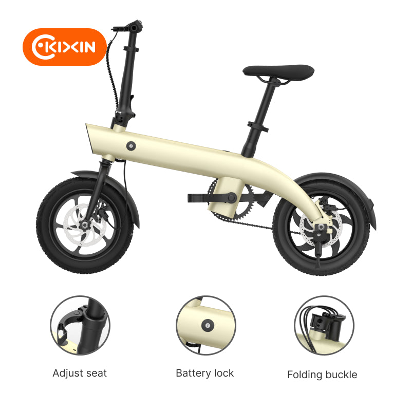 14" Aluminum Folding E-Bike: 36V 250W Rear Hub Motor, 3-Speed, Lightweight Lithium Battery Electric Bicycle