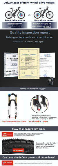 Kit de conversión para bicicleta eléctrica con motor delantero Bafang 48V 500W
