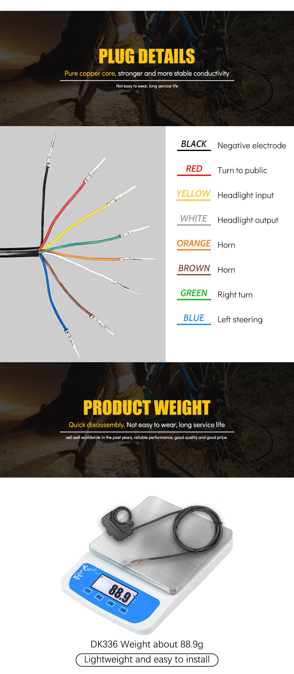Bicycle Lithium Battery Modification Accessories Five Star DK336 Three-in-One Switch 36v48v Horn Headlight Steering Switch
