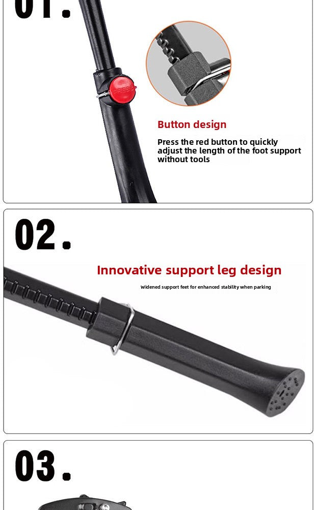 MTB Universal Kickstand Adjustable, Bicycle Side Parking Rack Installation