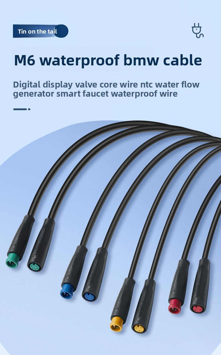 Conector micro impermeable M6 para bicicleta eléctrica, 2, 3, 4 y 5 pines, macho y hembra, cable de alimentación, enchufe rápido 