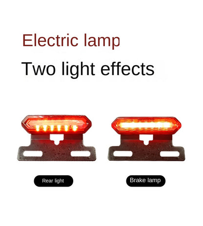Luz trasera de freno intermitente roja y azul para bicicleta eléctrica, luz de seguridad LED impermeable para conducción nocturna, batería 