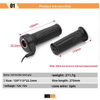 Ebike Full Twist Throttle 12V-72V, WP Connector Ebike Throttle Grip, 20X Full Grip Throttle Replacement