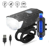 USB Rechargeable Front & Rear Bike Light Set for MTB & Road Bikes