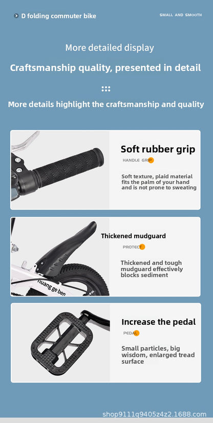 12" Portable Folding Bike: Compact Leisure Sport Bicycle with Rear Seat