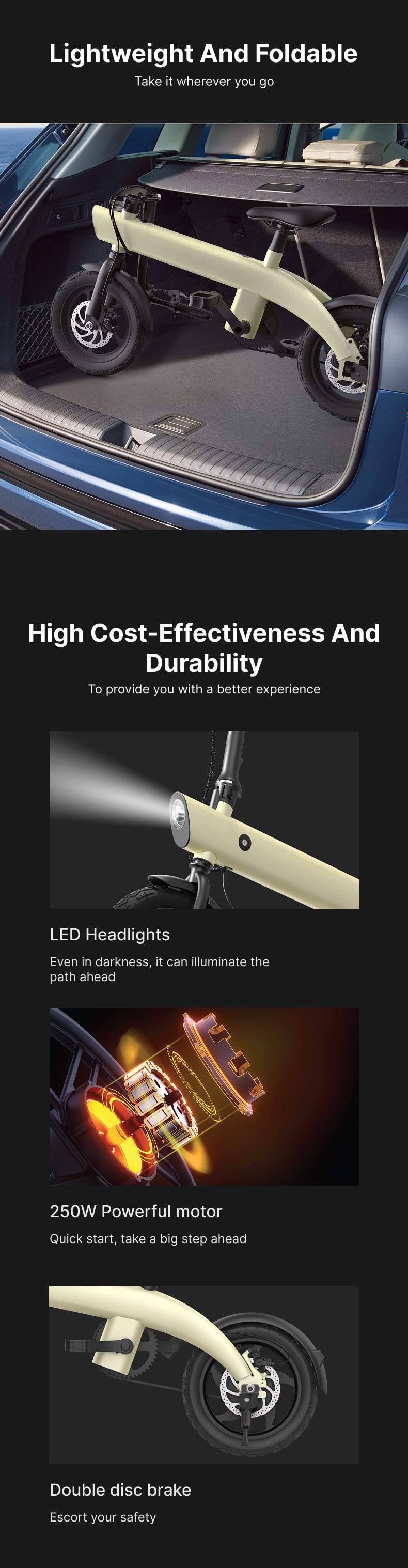 14" Aluminum Folding E-Bike: 36V 250W Rear Hub Motor, 3-Speed, Lightweight Lithium Battery Electric Bicycle