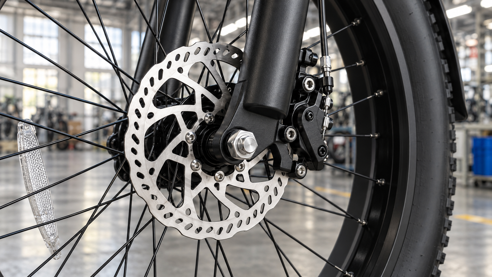 Illustration d’un gros plan de frein à disque de vélo électrique