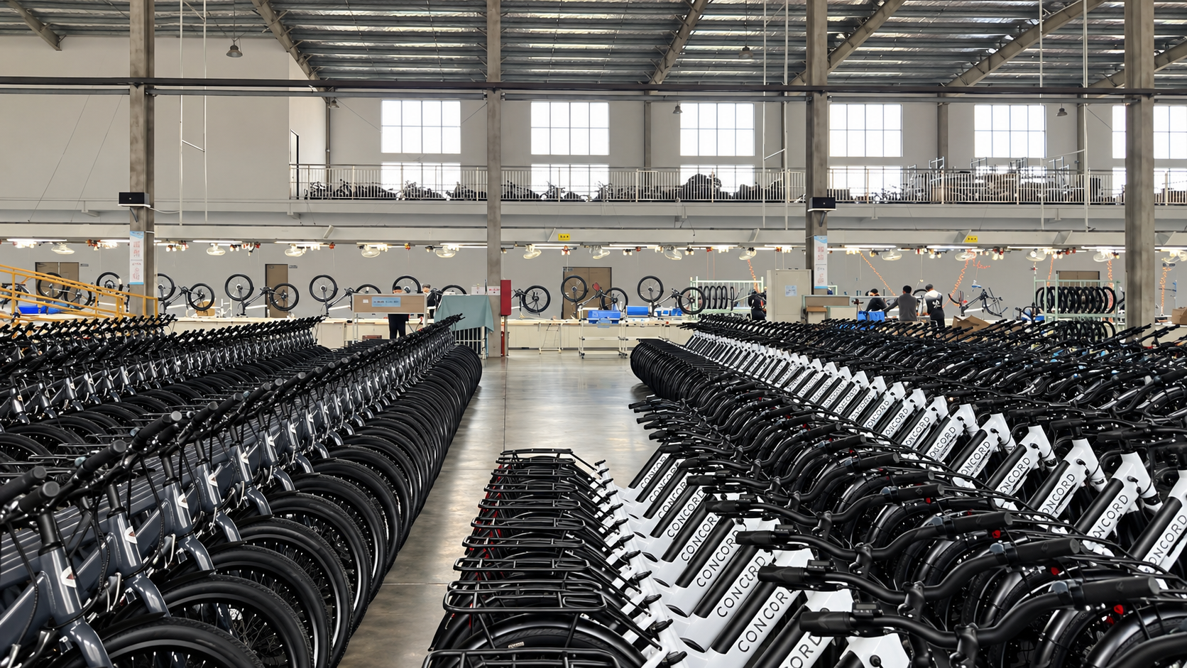 Illustrative electric bicycle warehouse overview
